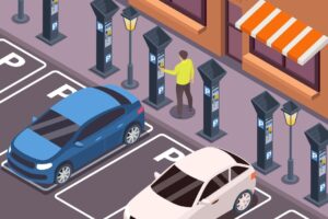 Pagamento digitale della sosta regolamentata per la sosta tramite app mobile su smartphone/ regulated parking